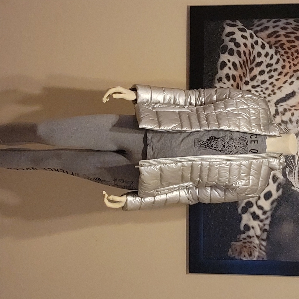 Women Silver Puffer Jacket
